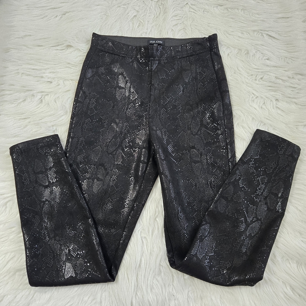 DEAR JOHN Womens Nina Skinny‎ Ankle Leggings Size 27 Shiny Snakeskin Stretch